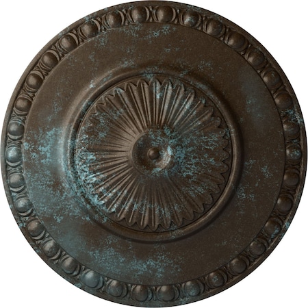 Ekena Millwork Lyon Ceiling Medallion (Fits Canopies up to 3 5/8"), 23 1/2"OD x 3 1/4"P, Bronze Blue Patina CM23LYBBS